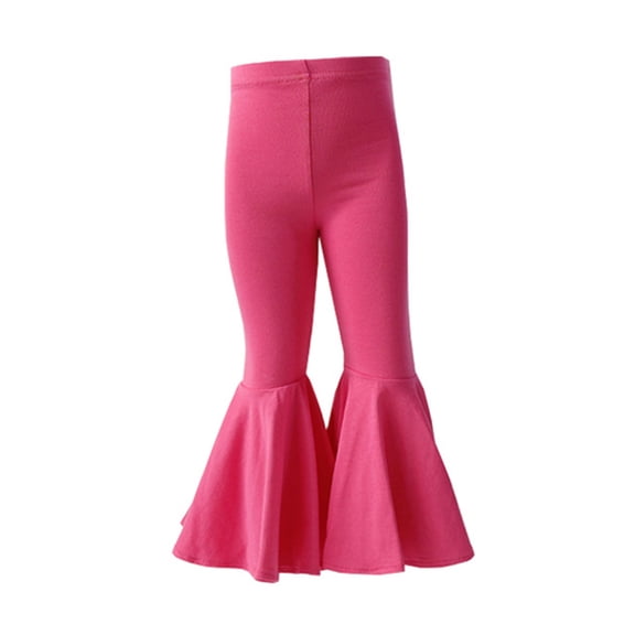 Hotiary Toddler Children’s High Elasticity Oversized Flared Pants Infant Solid Color High Waist Causal Leggings for Girls 6M-7T