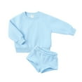 thumbnail image 1 of Hotiary Toddler Kids Casual Two Piece Set for Boys and Girls Teen Solid Color Long Sleeved Pullovered Top and Shorts 1-14T, 1 of 12