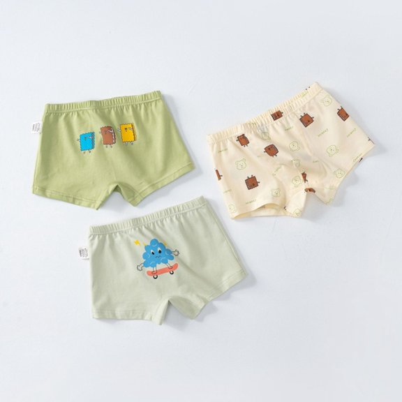 Hotiary Toddler Kids Cute Pattern Pure Cotton Super Soft Tagless Smooth Boxer Briefs 3-Pack for Boys 3-11 Years Old