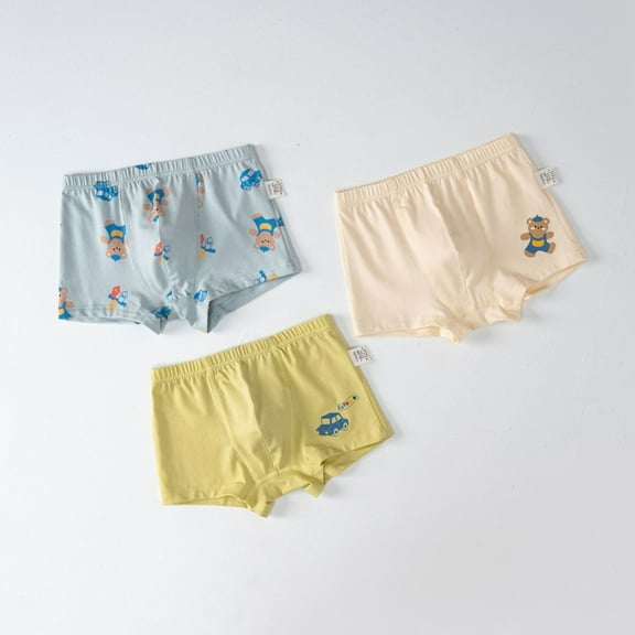 Hotiary Toddler Kids Cute Pattern Pure Cotton Super Soft Tagless Smooth Boxer Briefs 3-Pack for Boys 3-11 Years Old