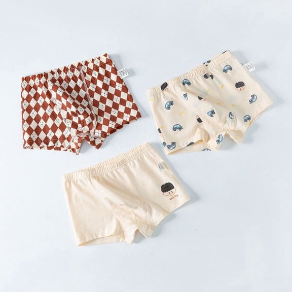 Hotiary Toddler Kids Cute Pattern Pure Cotton Super Soft Tagless Smooth Boxer Briefs 3-Pack for Boys 3-11 Years Old