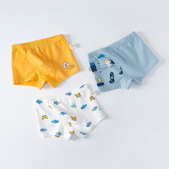 Hotiary Toddler Kids Cute Pattern Pure Cotton Super Soft Tagless Smooth Boxer Briefs 3-Pack for Boys 3-11 Years Old