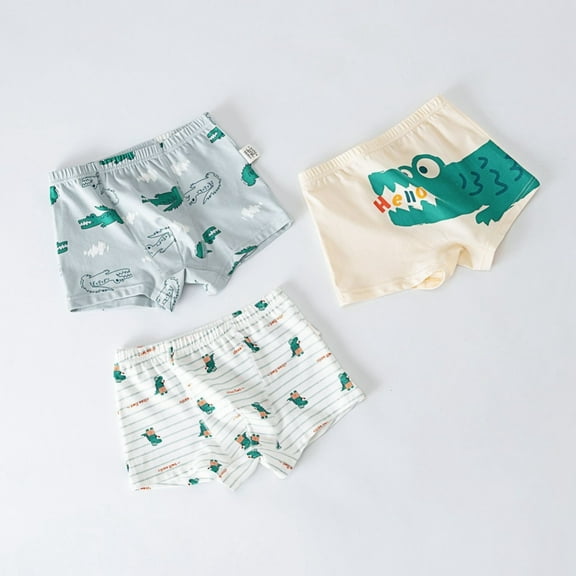 Hotiary Toddler Kids Cute Pattern Pure Cotton Super Soft Tagless Smooth Boxer Briefs 3-Pack for Boys 3-11 Years Old