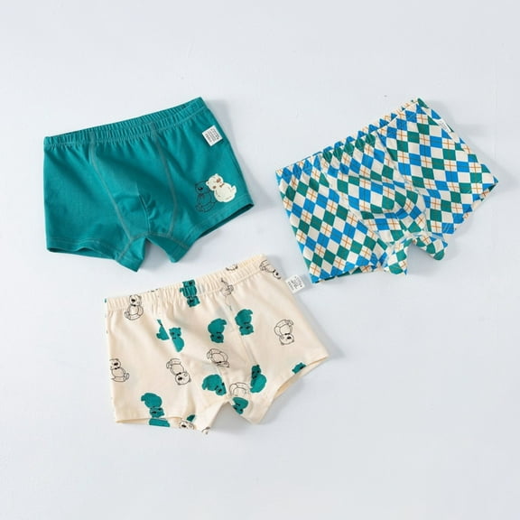 Hotiary Toddler Kids Cute Pattern Pure Cotton Super Soft Tagless Smooth Boxer Briefs 3-Pack for Boys 3-11 Years Old