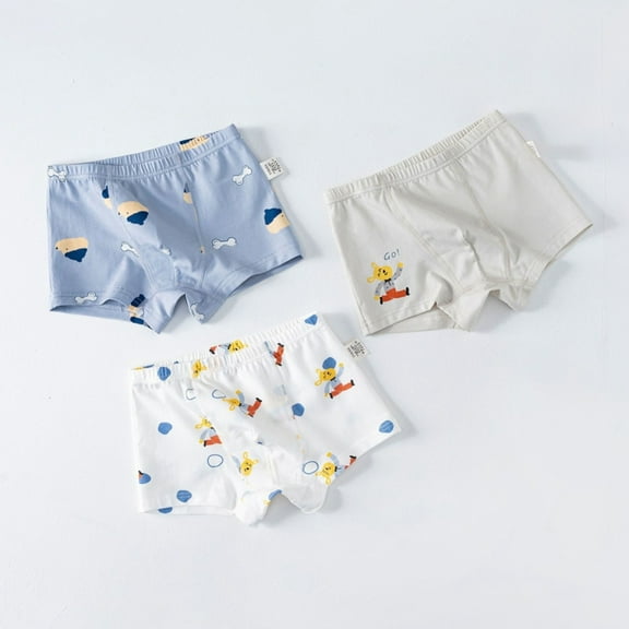 Hotiary Toddler Kids Cute Pattern Pure Cotton Super Soft Tagless Smooth Boxer Briefs 3-Pack for Boys 3-11 Years Old