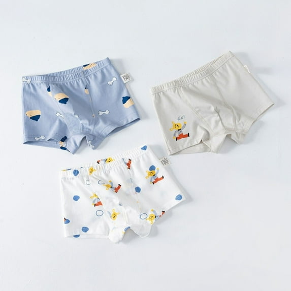 Hotiary Toddler Kids Cute Pattern Pure Cotton Super Soft Tagless Smooth Boxer Briefs 3-Pack for Boys 3-11 Years Old