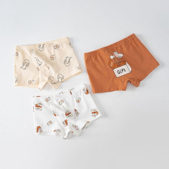Hotiary Toddler Kids Cute Pattern Pure Cotton Super Soft Tagless Smooth Boxer Briefs 3-Pack for Boys 3-11 Years Old