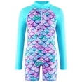 thumbnail image 1 of Hotiary Toddler's Mermaid Printed One-Piece Bathing Suit for Summer Kids Long Sleeved Sunscreen Swimsuit for Girls 4-12 Years Old, 1 of 15