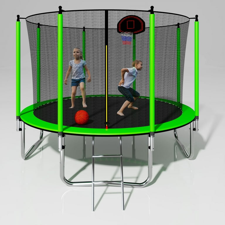 Hotjump Kids Trampoline outdoor with basketball hoop 10ft