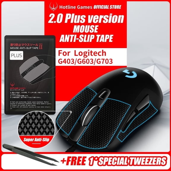 Hotline Games Mouse Grip Tape - Compatible with Logitech G403/G603/G703 Gaming Mice - Argyle Pattern Non-Slip Texture - 1 Pack (Black)