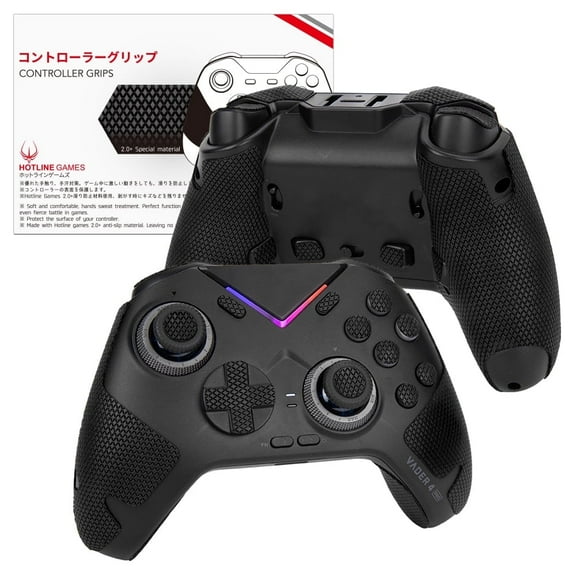 Hotline Games Wireless Game Controller Grip Tape for Flydigi Vader 4 Pro / Vader 3 Pro Handle Grips+Buttons+Triggers, Black, 1 Count