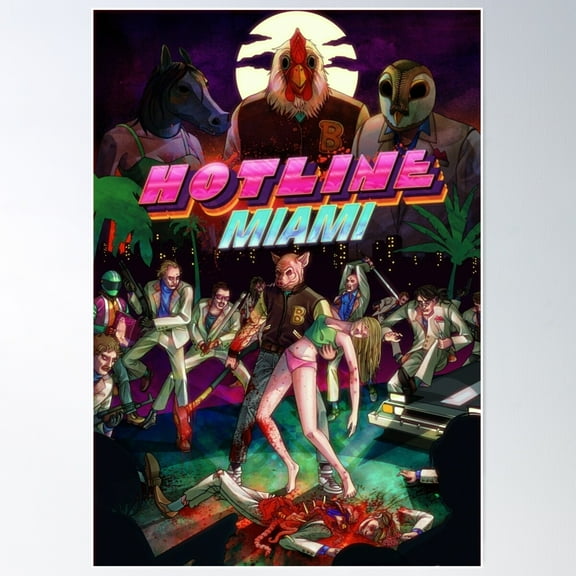 Hotline Miami Cover Poster Wall Art, Modern Wall Decor For Living Room Bedroom, 16x24 UNFRAMED