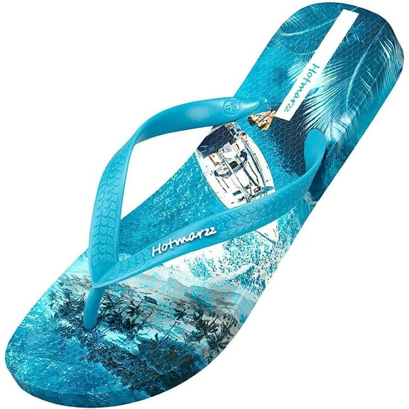 Hotmarzz Men's Flip Flops Patterns and Prints Summer Sandals Beach Slippers Size 13 US/46 EU
