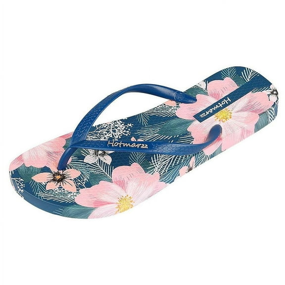 Hotmarzz Women's Flowers Fruits Pattern Summer Beach Colorful Slippers Tongs Sandals Flat Slides Size 7