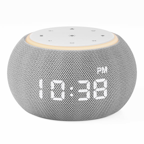 Hotmoon Luna White Noise Sound Machine, White Noise Dual Alarm Clocks for Bedroom, 45 Soothing Sounds, 10 Wake up Tones, Snooze Function