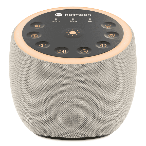 Hotmoon Sound Machine with 40 High-Fidelity Sounds, White Noise Sound Machine with Memory Functions, 8 Color Night Light, USB Power Supply, for Sleep & Noise Reduction Sleep Aid, Plug-in, Beige Grey