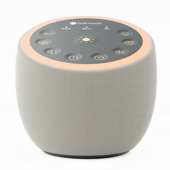 Hotmoon Sound Machine with 40 High-Fidelity Sounds, White Noise Sound Machine with Memory Functions, 8 Color Night Light, USB Power Supply, for Sleep & Noise Reduction Sleep Aid, Plug-in, Beige Grey