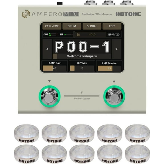 Hotone Ampero Mini Touch Screen Operation Guitar Effects Pedals, Aluminum Multicolor, 1.76 lb