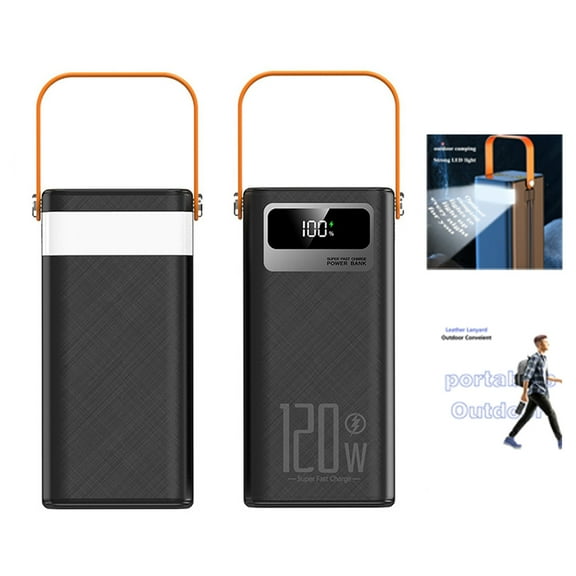 Hotpom 120W Fast Charging Power Bank, 39800mAh Portable Charger, with Built-in Cables and LED Digital Display, Outdoor Emergency Backup Battery, Compatible with iPhone, Samsung.