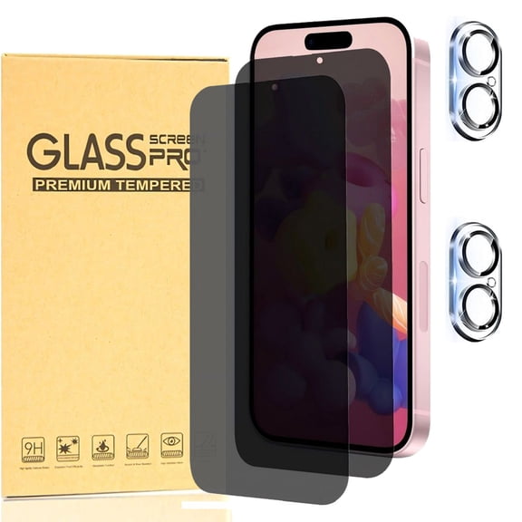 Hotpom 2 Pack Screen Protector + 2 Pack Camera Lens Protector for iPhone 16E/ iPhone SE4, Military Grade Shatterproof, Top 9H+ Anti Spy Glass,Ultra Durable.