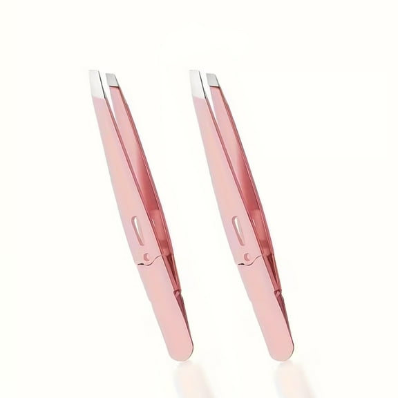 Hotpom 2 Pcs Precision Stainless Steel Tweezers, Durable Slant Tip Grooming Tool for Women Facial Hair Removal, Expert Hair Plucker Daily Beauty Essentials