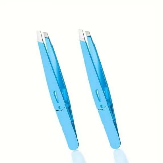 Hotpom 2 Pcs Precision Stainless Steel Tweezers, Durable Slant Tip Grooming Tool for Women Facial Hair Removal, Expert Hair Plucker Daily Beauty Essentials