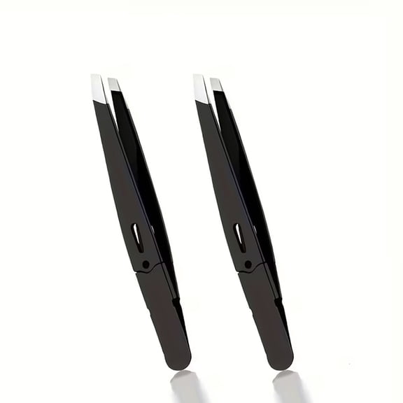 Hotpom 2 Pcs Precision Stainless Steel Tweezers, Durable Slant Tip Grooming Tool for Women Facial Hair Removal, Expert Hair Plucker Daily Beauty Essentials
