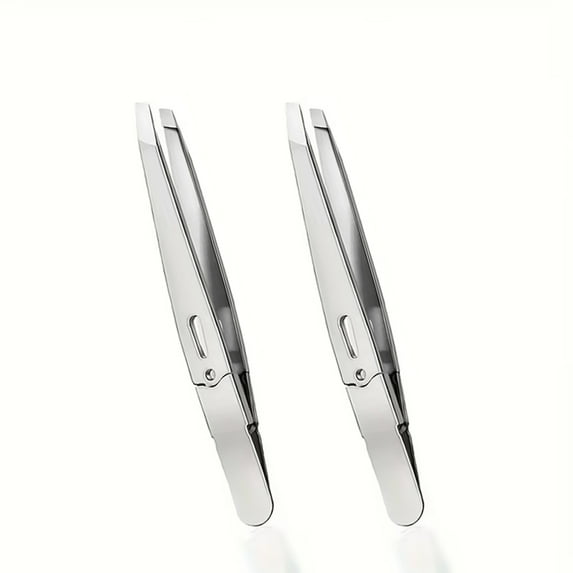 Hotpom 2 Pcs Precision Stainless Steel Tweezers, Durable Slant Tip Grooming Tool for Women Facial Hair Removal, Expert Hair Plucker Daily Beauty Essentials
