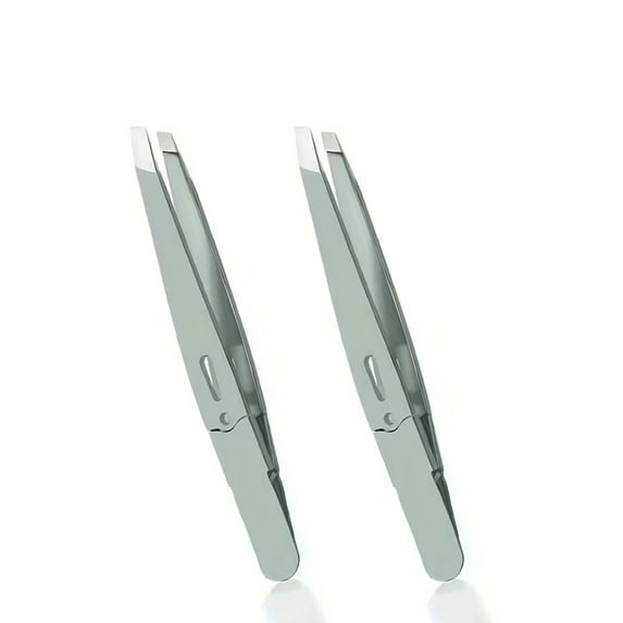 Hotpom 2 Pcs Precision Stainless Steel Tweezers, Durable Slant Tip Grooming Tool for Women Facial Hair Removal, Expert Hair Plucker Daily Beauty Essentials