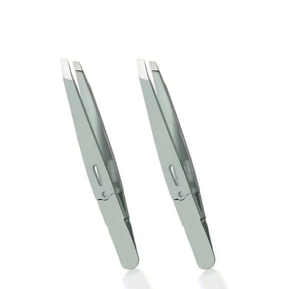 Hotpom 2 Pcs Precision Stainless Steel Tweezers, Durable Slant Tip Grooming Tool for Women Facial Hair Removal, Expert Hair Plucker Daily Beauty Essentials