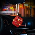 thumbnail image 1 of Hotpom 2PCS Diamond Dice Car Rear View Mirror Pendant Sparkly Crystal Ornament Easy to Install Car Decoration Accessories Red, 1 of 7
