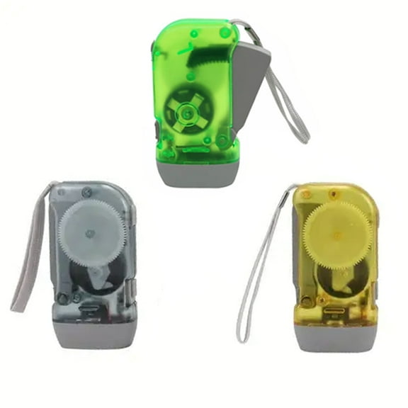 Hotpom 3 Pack Hand Crank Flashlight, Outdoor Mini Hand Crank Emergency Flashlight Lamp No Battery Needed Perfect for Putting In A Pocket Or Purse