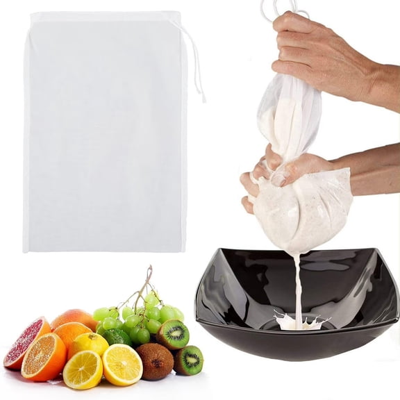 Hotpom 5pcs Multi-Purpose Food Filter Bag, Reusable Food Strainer for Coffee/ Nut Milk/ Tea Washable Fabric Portable Kitchen Tools Kitchen Essential