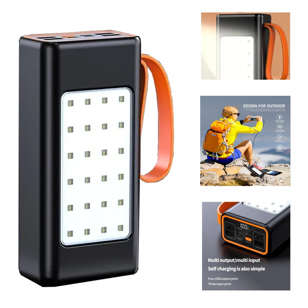 Hotpom 66W Fast Power Bank, 20000mAh Portable Charger, with LED display, hanging rope and built in camping light Portable Charger, Outdoor Emergency Backup Battery, Compatible with iPhone, Samsung.