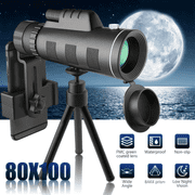 Hotpom 80x100 HD Monocular Telescope with Smartphone Adapter, Day /Night Vision Zoom Monocular Telescope BAK4 Outdoor Waterproof