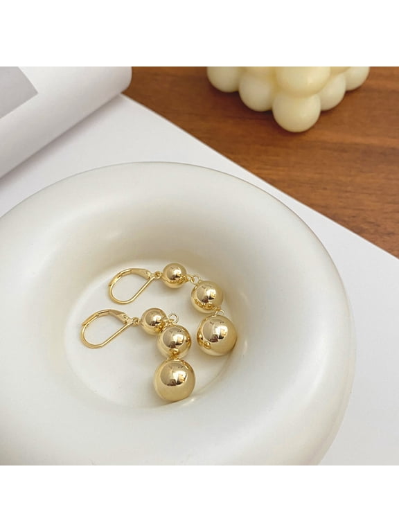 Ball Beads Drop Dangle Earrings, Retro French High-end Long Design Trendy Statement Jewelry Ear Adornments, Year-Round Wear Party Accessories