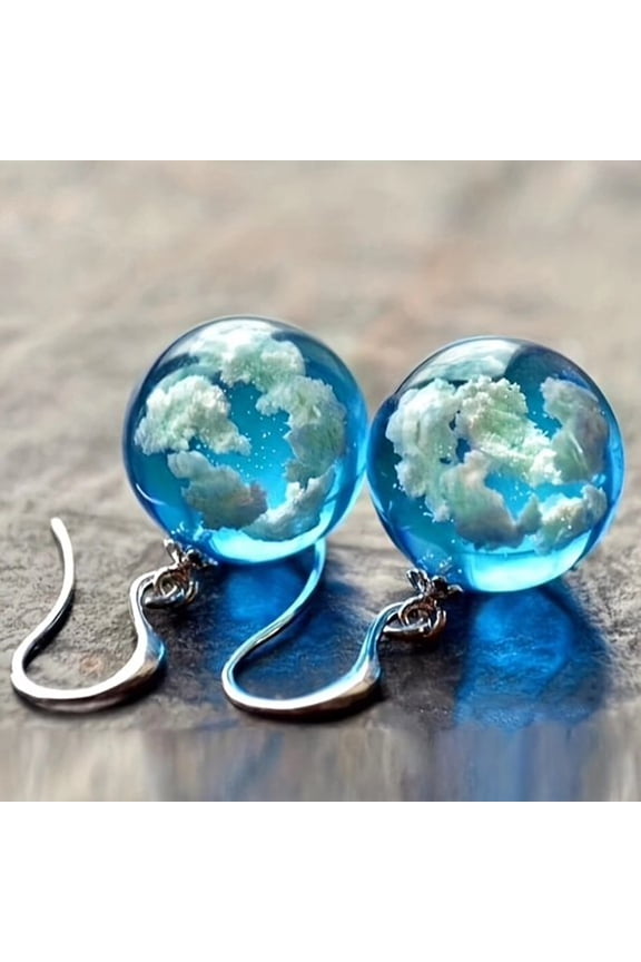 Blue Sky White Cloud Dangle Earrings, Trendy Party Jewelry Accessories Versatile Everyday & Party Jewelry for All Seasons Unique Earring