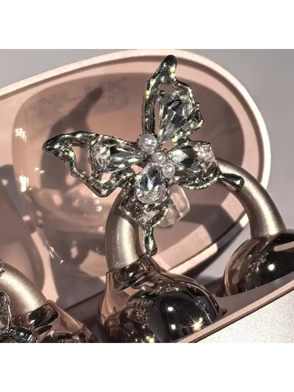 Butterfly Rhinestone for Clip on Earbuds Open Ear Accessories Removable Ear Accessories Exquisite DIY Decoration Fashion Headphone Accessories