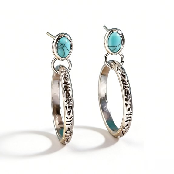 Hotpom Dangle Earrings Faux Turquoise Elegant Jewelry Bohemian Style Design Women Daily Vacation Casula Giving Gifts Fashion Earrings Accessories