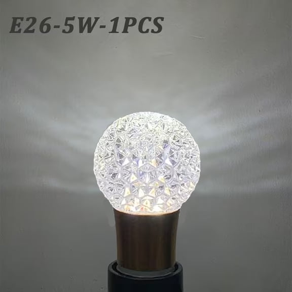 Hotpom Decorative LED Light Bulbs, 5W E26 Base Imitation Crystal Style Bulb Not Dimmable Suitable for Restaurants, Bedrooms and Cafes 6000K White Light