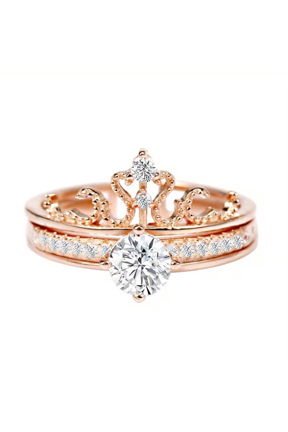 Detachable Women Crown Rhinestone Ring, Two-in-One Luxury Wedding/ Party Ring Gift Adjustable Opening Year-Round Wearable Crown Accessory