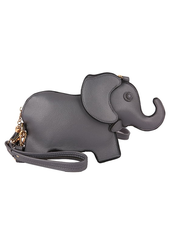 Elephant Shaped Crossbody Bag, Trendy Retro Style Handbag, Cute Solid Color PU Leather animal purse with Adjustable Shoulder Strap, Perfect for Daily Use or Travel, Casual Animal Theme, Gray