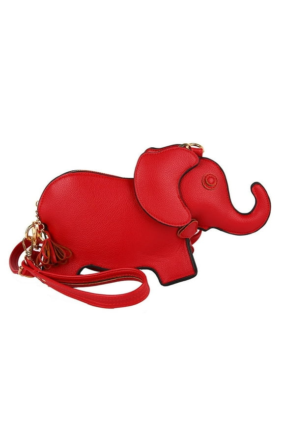 Elephant Shaped Crossbody Bag, Trendy Retro Style Handbag, Cute Solid Color PU Leather animal purse with Adjustable Shoulder Strap, Perfect for Daily Use or Travel, Casual Animal Theme, Red