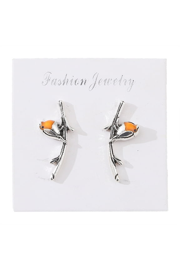 Exquisite Tree Branch Bird Pendant Earrings, Fashion Pastoral Style for Daily Wear Jewelry Accessory Playful Casual Bird-Themed Earrings