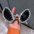 thumbnail image 1 of Hotpom Fashionable Rivet Studded Frame Sun Glasses, Punk Rivet Frame Alien Shape Eyeglasses Men and Women Unisex Funky Novelty Party Accessories, 1 of 6
