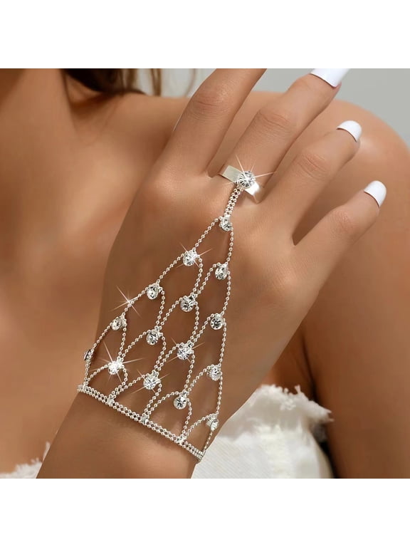 Finger Rings Bracelet for Women, Adjustable Chain Tassel Bracelet Dainty Everyday to Formal Wedding & Party Jewelry Exquisite Accessories