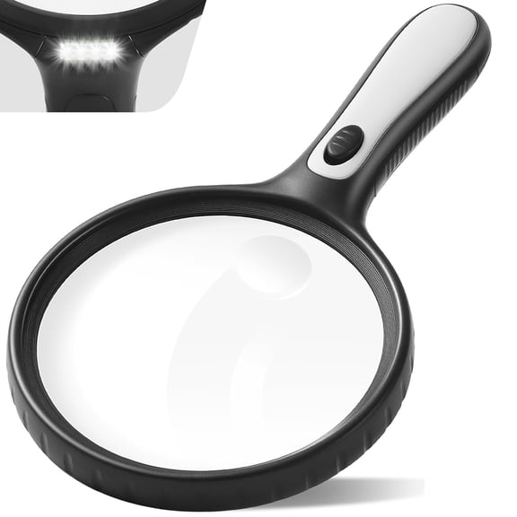 Hotpom Handheld Magnifier, High Power Magnifier with LED Illumination Portable Magnifying Glass for Elderly, Low Vision, Reading Books & Jewelry Inspection