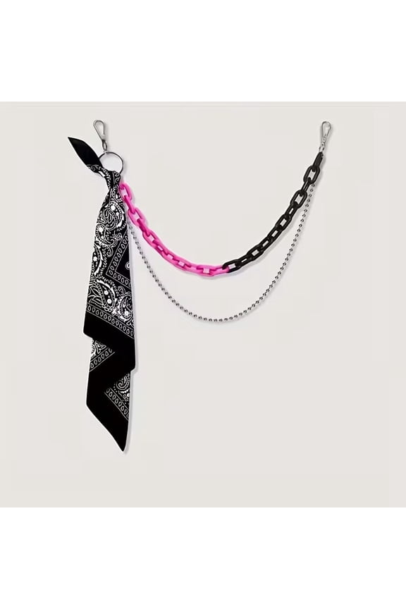 Hip Hop Waist Chain Square Scarf Pants Chain, for Streetwear, Halloween, Valentine'S Day & Easter - All-Season Urban Fashion Accessory Men's Jewelry, Black/ Pink