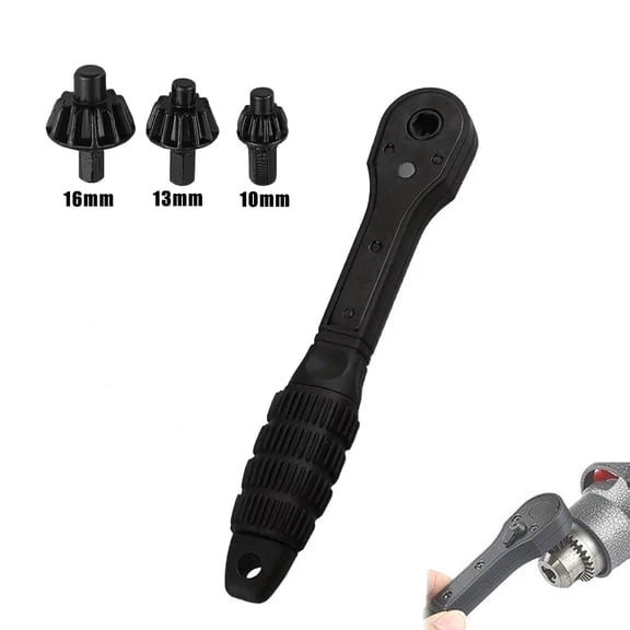 Hotpom Iron Drill Wrench Set, Universal Chuck Key Replacement Tool, Non-Slip Handle & 3-in-1 Ratchet Mechanism for Most Electric Drills and Power Tools
