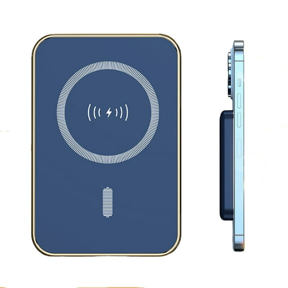 Hotpom Magnetic Power Bank, 5000mAh Portable Wireless Charger, Emergency Backup Power for Travel, Camping and Outdoor Activities,Compatible with iPhone, Samsung, Blue